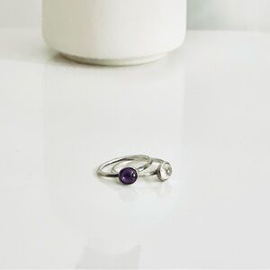 Bundle Pandora Vintage 925 Silver 2 NEW Stackable Rings with jewelry bag.